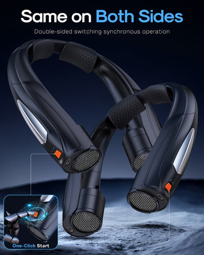 Wearable Neck Fan with Dual 3000mAh Battery Labels, Six Settings, USB-C Charging and Three Colors