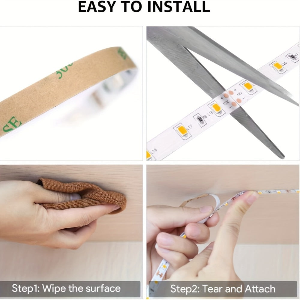 32.8ft 1200-LED Strip Light Kit with White and Warm White Selections, 24V Adapter and Knob Dimmer