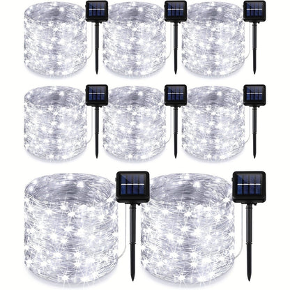 String Lights, 110-LED Solar Copper-Wire Fairy Lights with Eight Modes, Four Colors and 2-, 4- or 8-Pack Options