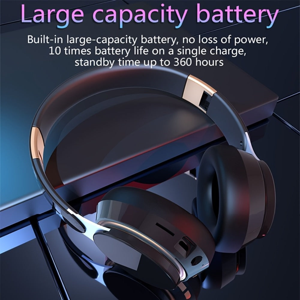 Foldable Over-Ear Wireless Headphones with FM Radio, TF Card Play & 3.5mm AUX, Built-In Mic, Soft Earpads, Portable Headset for Travel Home Office Cellphone PC, Gift for Men Women