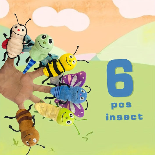 Insect Finger Puppet Set 6pcs Realistic Mini Hand Puppets for Kids Toddlers, Cute Bug Animal Finger Puppets for Role Play Storytelling Science Learning, Birthday Party Favor Gift