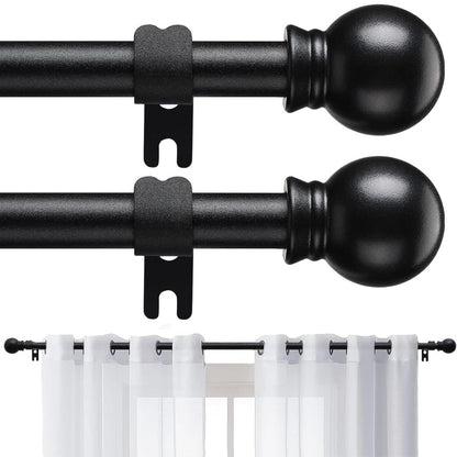 Curtain Rods 2 Pack Matte Black Adjustable 28 to 95 Inch | 5/8 Inch Stainless Steel Extra Long Window Curtain Rod Set for Living Room Bedroom Bathroom Kitchen | Multiple Sizes Available