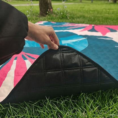 Large Padded Picnic Blanket with Carry Straps in Geometric, Palm-Village or Tropical Leaf Prints