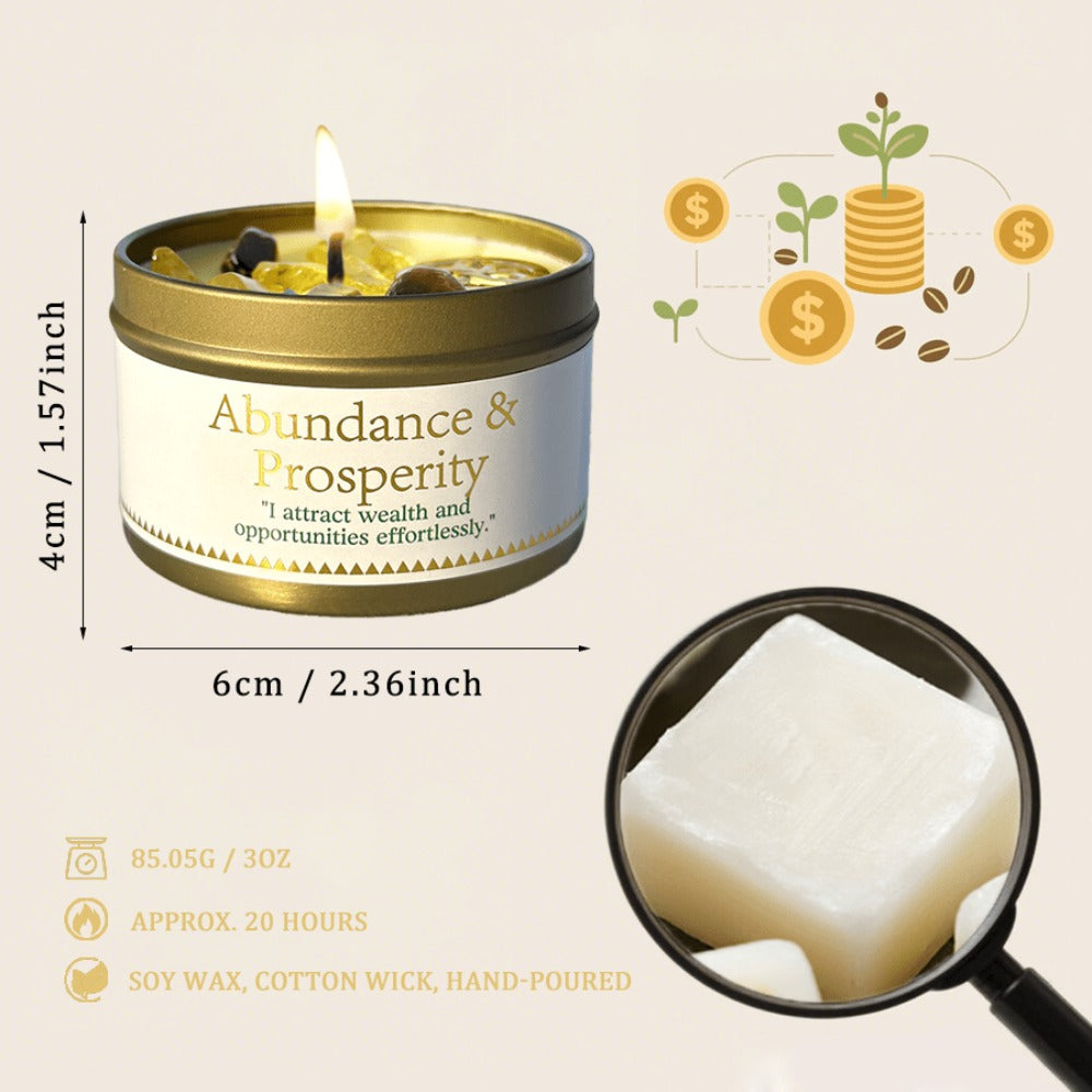 Crystal-Style Tin Candle with Eleven Intention Labels and One- or Two-Piece Checkout Options