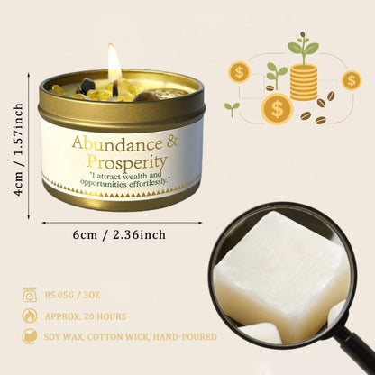 Crystal-Style Tin Candle with Eleven Intention Labels and One- or Two-Piece Checkout Options