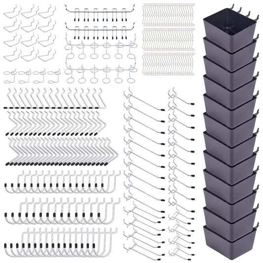 Pegboard Hooks Organizer Kit 278pcs with Bins – 1/8 & 1/4 Inch Peg Board Hook Assortment for Garage Wall Tool Storage | Hanging Storage Accessories for Workshop, Craft Room & Home Organization