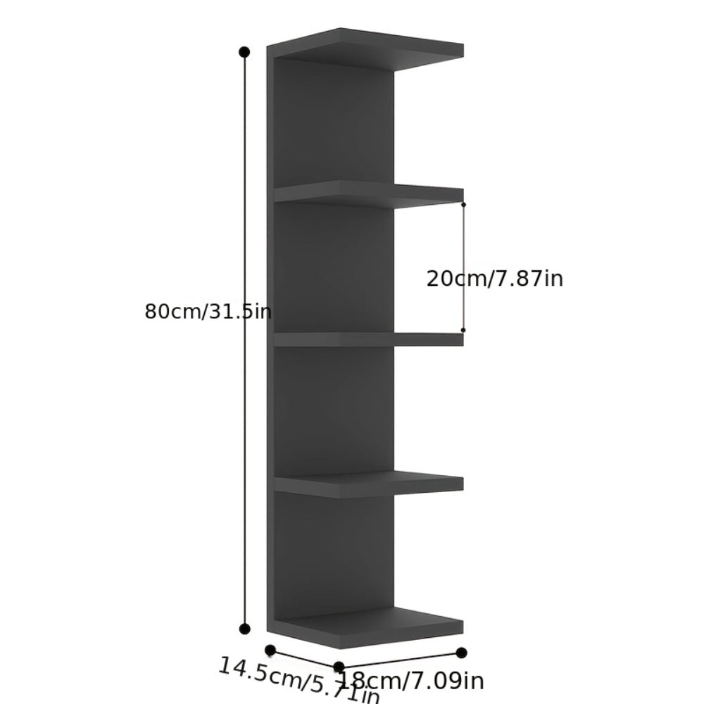 5-Tier Floating Wall Shelf Wall-Mounted Storage Rack 31.5" - Space Saving Display Shelves for Bedroom Living Room Oak Finish Easy Install Thickened Suspended Wall Organizer