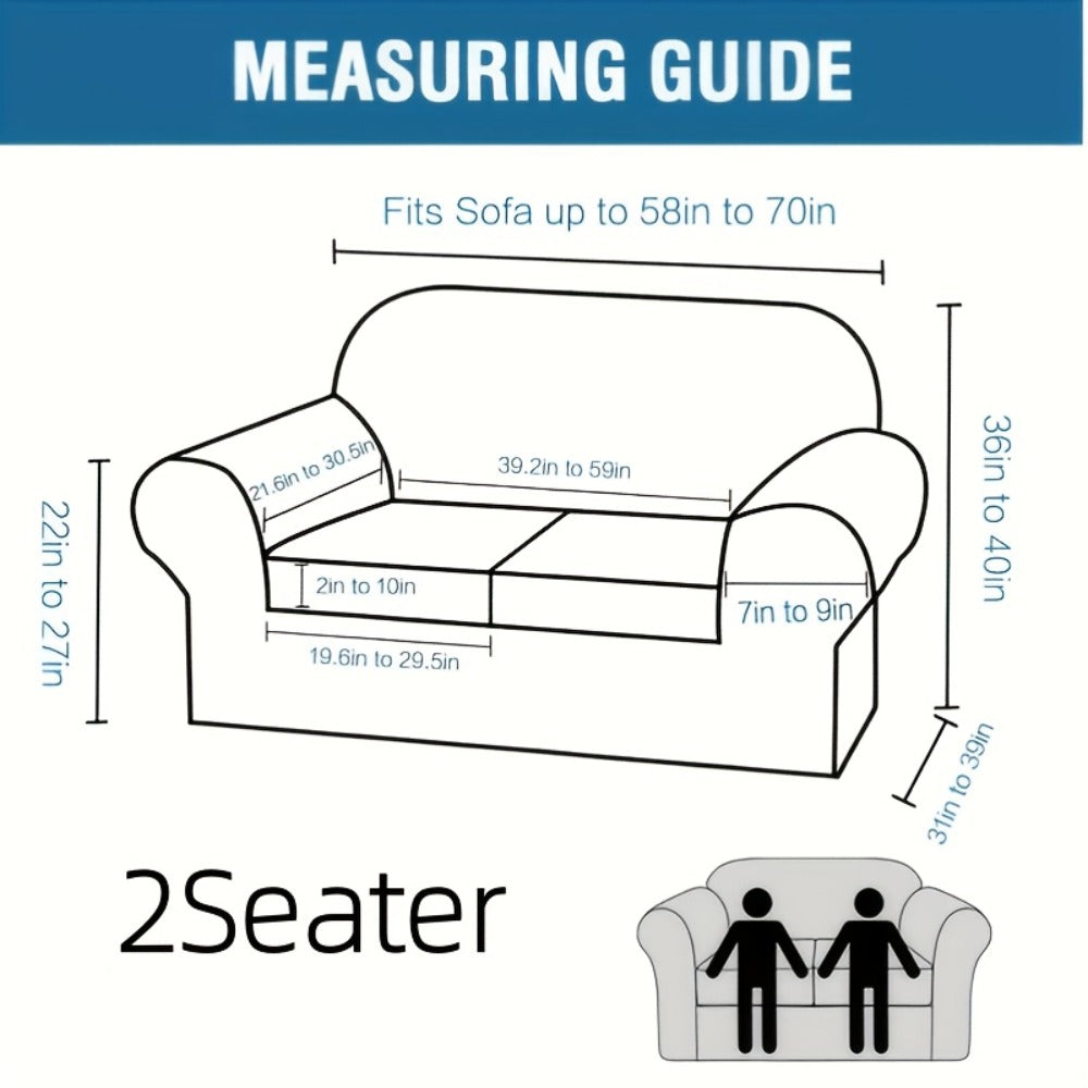 Sofa Cover Grid Jacquard Elastic Full-Cover Slipcover with Anti-Slip Fit for 1 to 3 Seats and XL Sofas