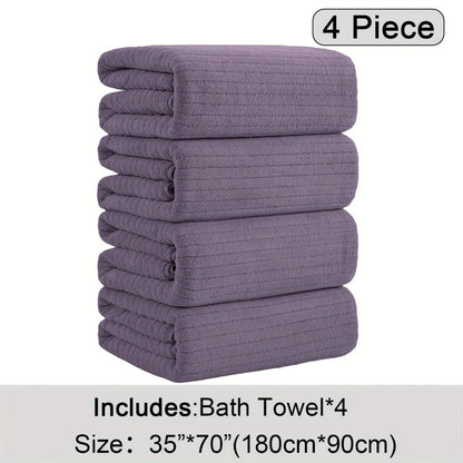 Bath Towels Set 4 Pack 35x70 Inch Oversized Extra Large - Microfiber Super Absorbent Quick Dry XL Bath Sheet Soft Bathroom Towels | 13 Colors | Family Hotel Spa Shower Towel Set Coastal Style