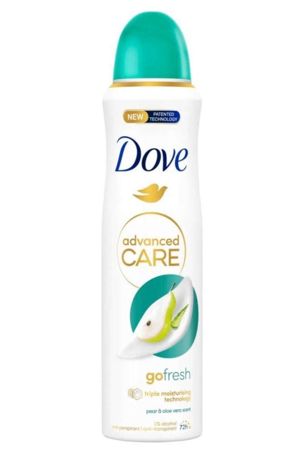 Dove Advanced Care Go Fresh Pear & Aloe Vera Antiperspirant Spray, Two 150 ml Cans with Green Caps