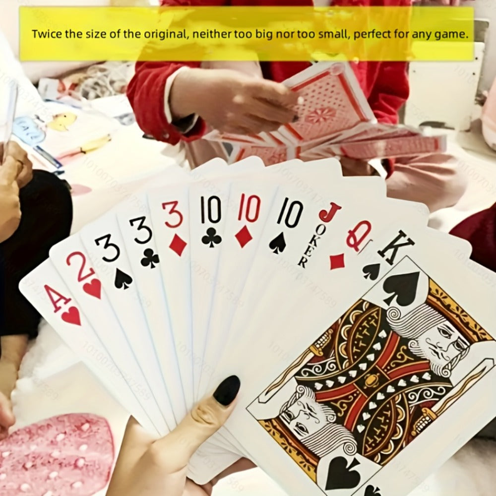 54-Card Giant Playing Card Deck in 4x or 6x Jumbo Size with Two Jokers for Parties and Family Game Nights
