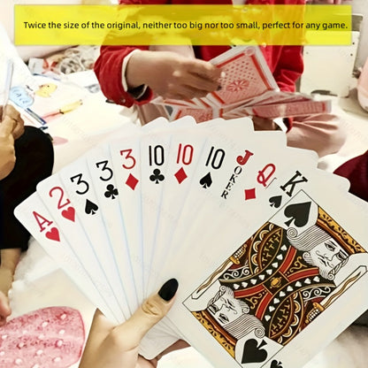 54-Card Giant Playing Card Deck in 4x or 6x Jumbo Size with Two Jokers for Parties and Family Game Nights
