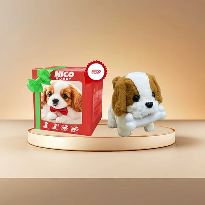 Simulation Puppy Robot Electric Interactive Dog Toy – Auto Walking, Barking & Tail Wagging, Plush Biomimetic Pet with Dog Bone Accessory, Birthday Christmas New Year Gift for Kids Girls Boys