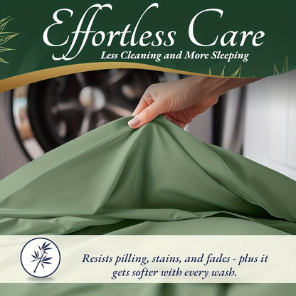 Bed Sheet Set Bamboo-Derived Fabric with Four Bed Sizes, Documented Sheet Dimensions and Thirteen Colors