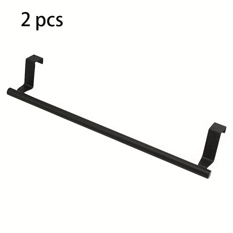Stainless Steel Over-Cabinet Towel Bar Set, 2 Pieces in Black or Silver, 36.5cm for Kitchens and Bathrooms