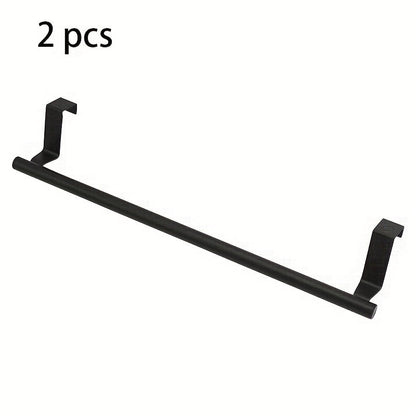 Stainless Steel Over-Cabinet Towel Bar Set, 2 Pieces in Black or Silver, 36.5cm for Kitchens and Bathrooms