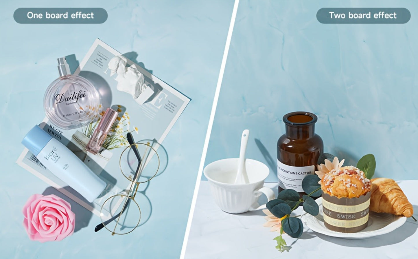 Product Photography Backdrop Paper 6pcs Reversible 12 Designs 16x11.5 Inch Background Sheets for Food Jewelry Cosmetic Flatlay Social Media Content Creation