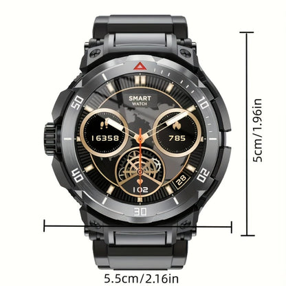 2-in-1 Smartwatch with Built-In Earphones 1.46 Inch IPS Touch Screen 100 Sport Modes Outdoor Fitness Tracker Heart Rate Blood Oxygen Sleep Monitor Weather Alarm Remote Control iPhone Android Compatible Extra Strap Included