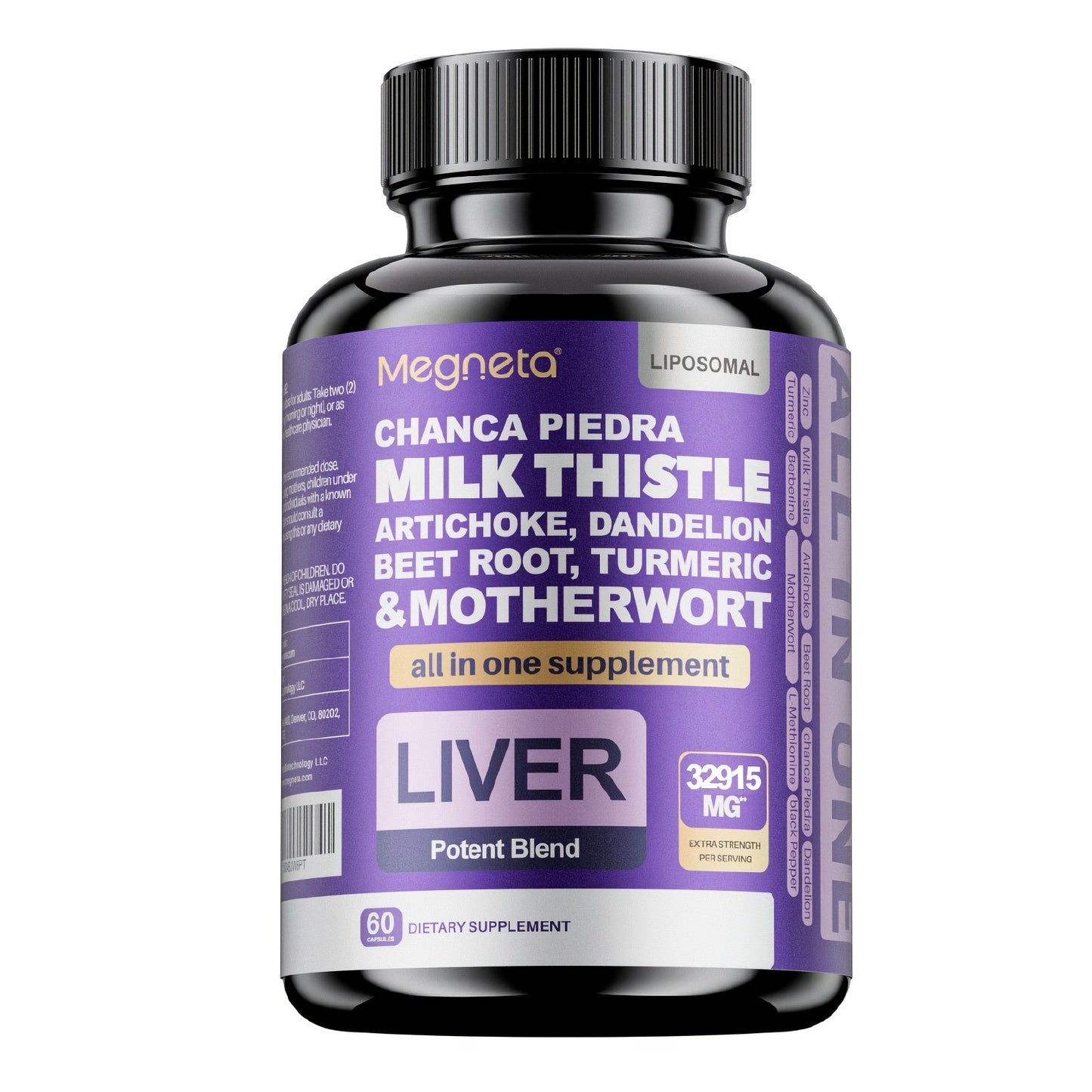 Dietary Supplement Milk Thistle, Turmeric and Dandelion Root Capsules, Source-Labeled 24,000mg Blend