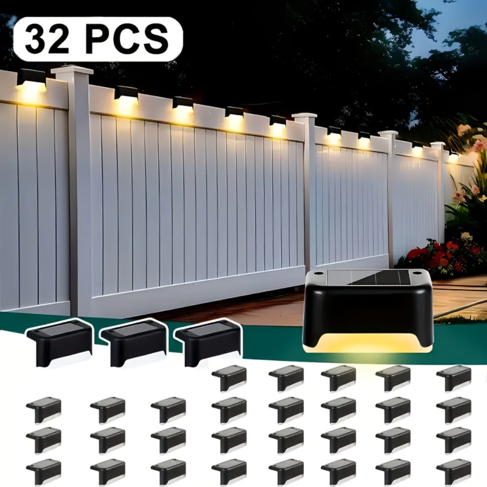 Solar Powered LED Deck Lights – Auto On/Off Outdoor Step Lights for Stairs, Fence, Pathway & Patio, 12-Hour Continuous Lighting, Weatherproof Solar Stair Lights for Garden, Yard & Commercial Use
