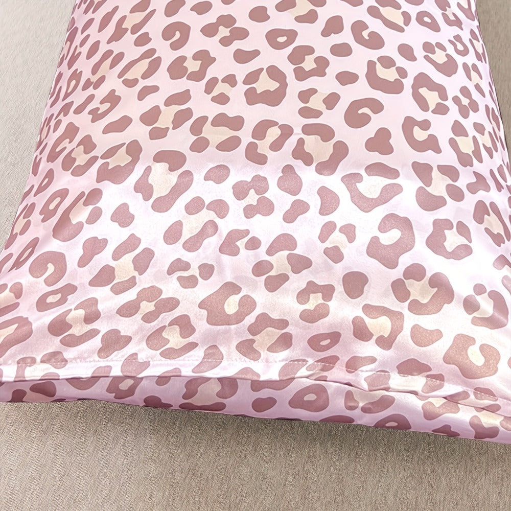 Four-Piece Leopard Print Pillowcase and Sleep Accessory Set with Three Exact Standard-Size Patterns