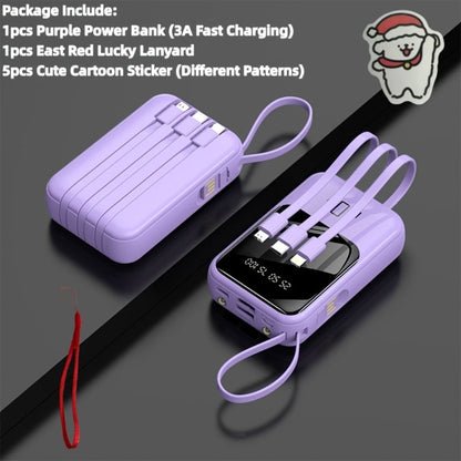 Power Bank 10000mAh Mini with Built-In Cable Set, 5W/15W/22.5W Options, Display and LED Light