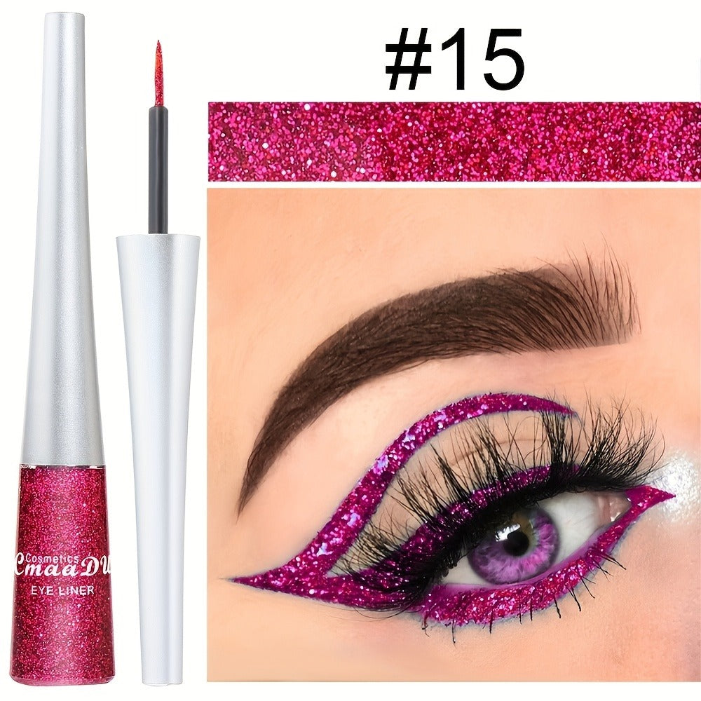 Glitter Liquid Eyeliner Set 16 Colors water-resistant Shimmer Metallic Eye Liner Pen Kit – extended-wear Smudge-Proof Sparkle Eye Makeup