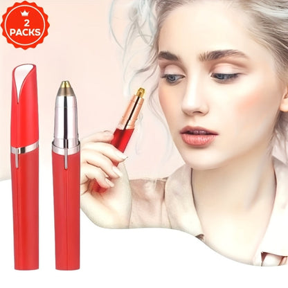 Two-Piece Rechargeable Eyebrow Trimmer Set in Pink, White or Three Colorful Finish Options for Facial Grooming