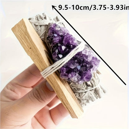 Natural White Sage and Random Crystal Decor Set for Meditation Spaces, Displays and Seasonal Gifts