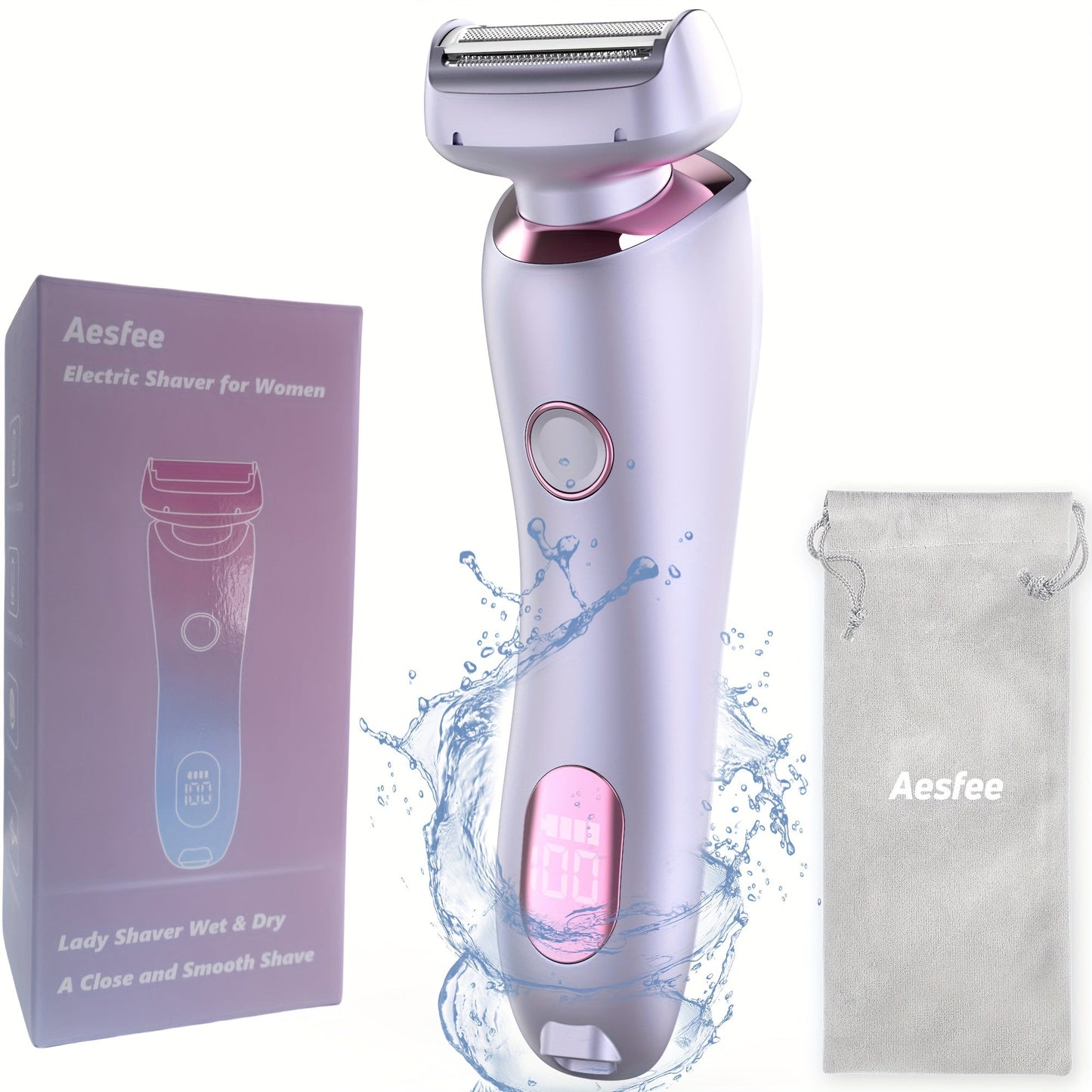 Bikini Shaver for Women Waterproof Rechargeable Stainless Steel Blade Electric Body Hair Razor – Wet & Dry Pubic Legs Arms Underarm Hair Removal, Portable Close Shave Purple