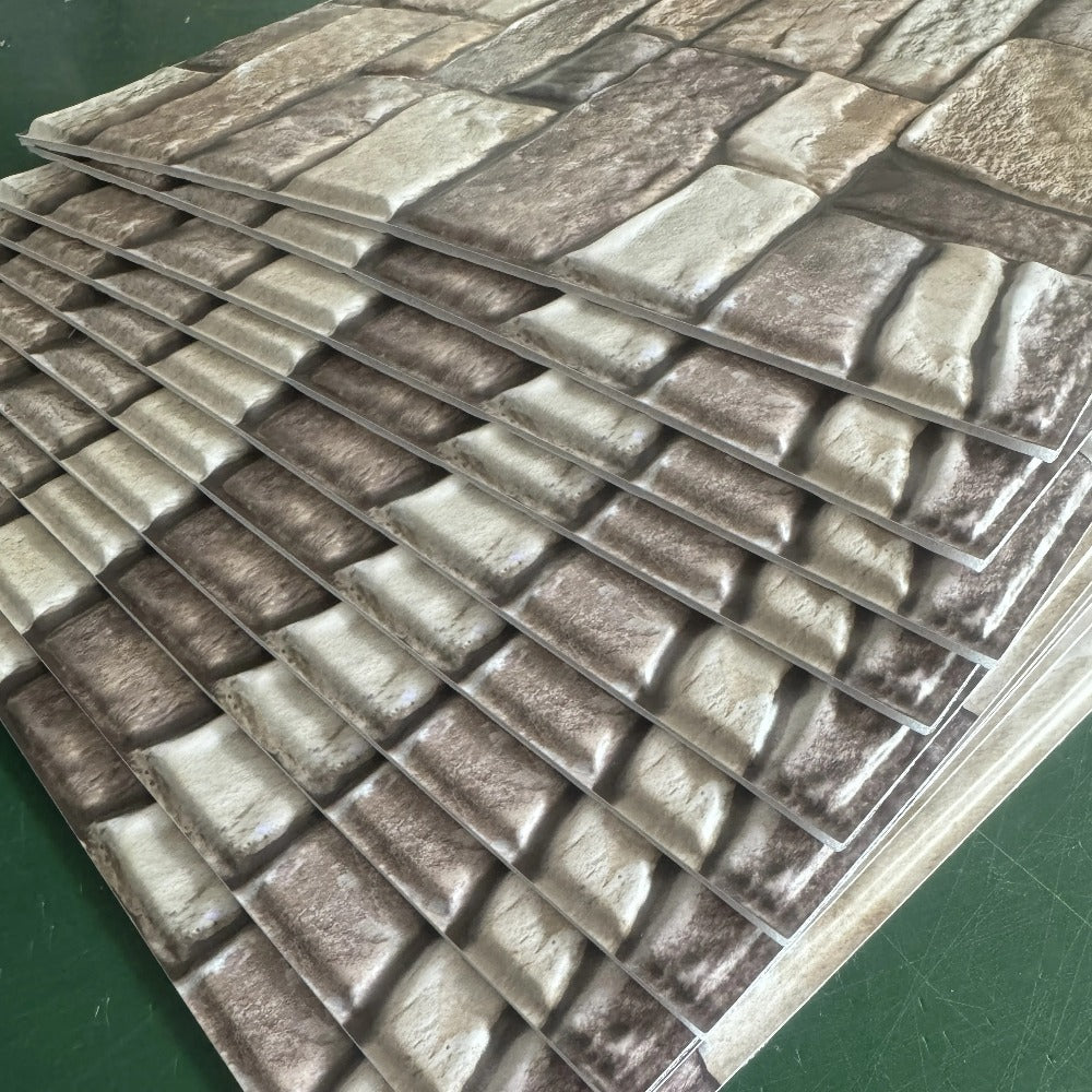 Twenty-Piece Vintage Brick and Stacked-Stone Wall Tile Sticker Set in Pattern 579, 566 or 576