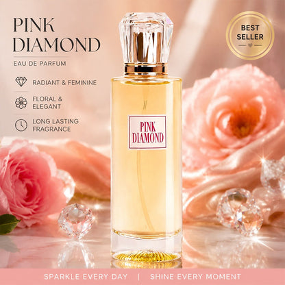 Women's Perfume Eau de Parfum Spray - Pink Diamond Long Lasting Floral Scent with Aldehyde Lily & Orange, Elegant Fragrance for Daily Wear & Special Occasions, 3.4 oz