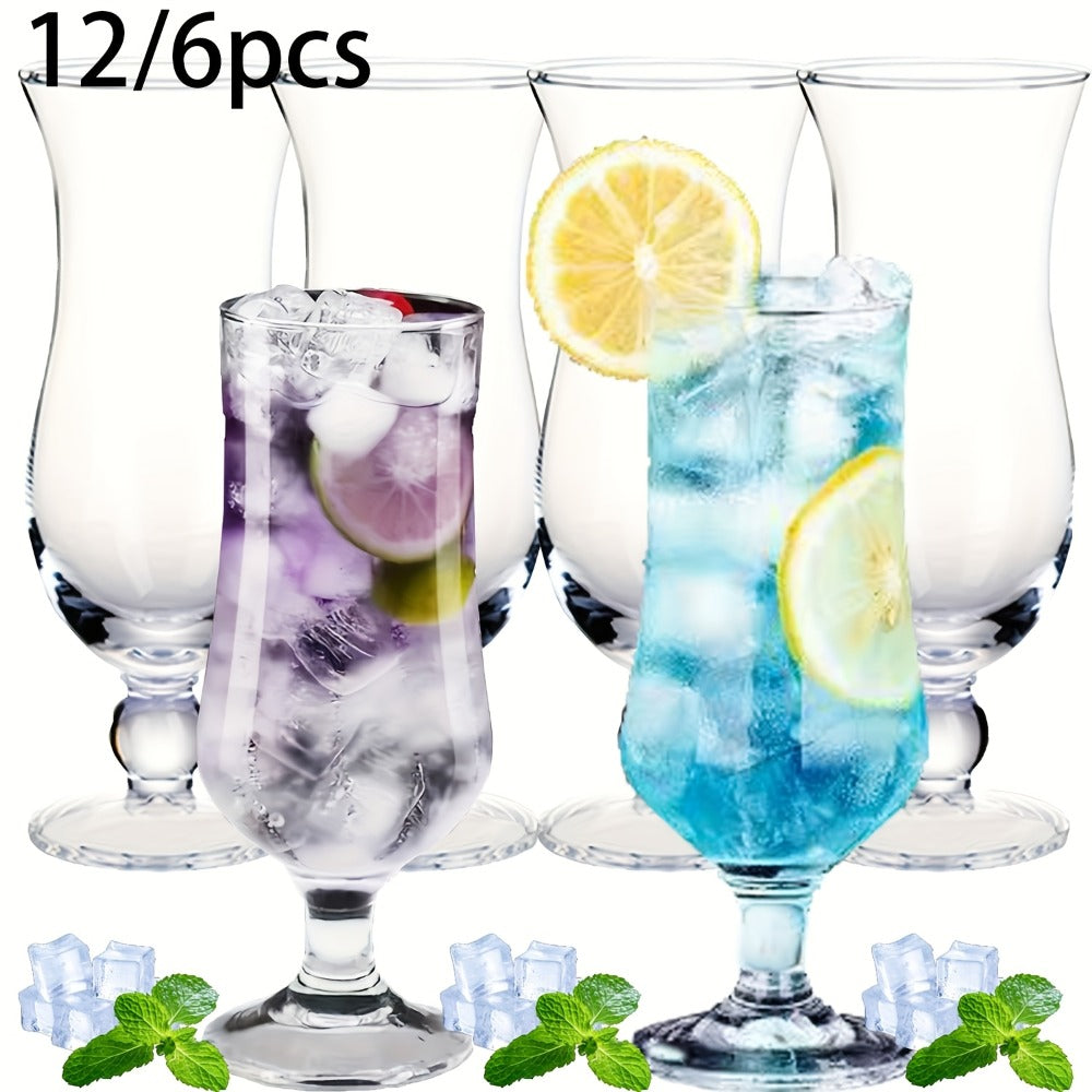 Twelve-Piece Footed Highball Glass Set with 13-Ounce Capacity and 6.5-Inch Tall Flared Shape