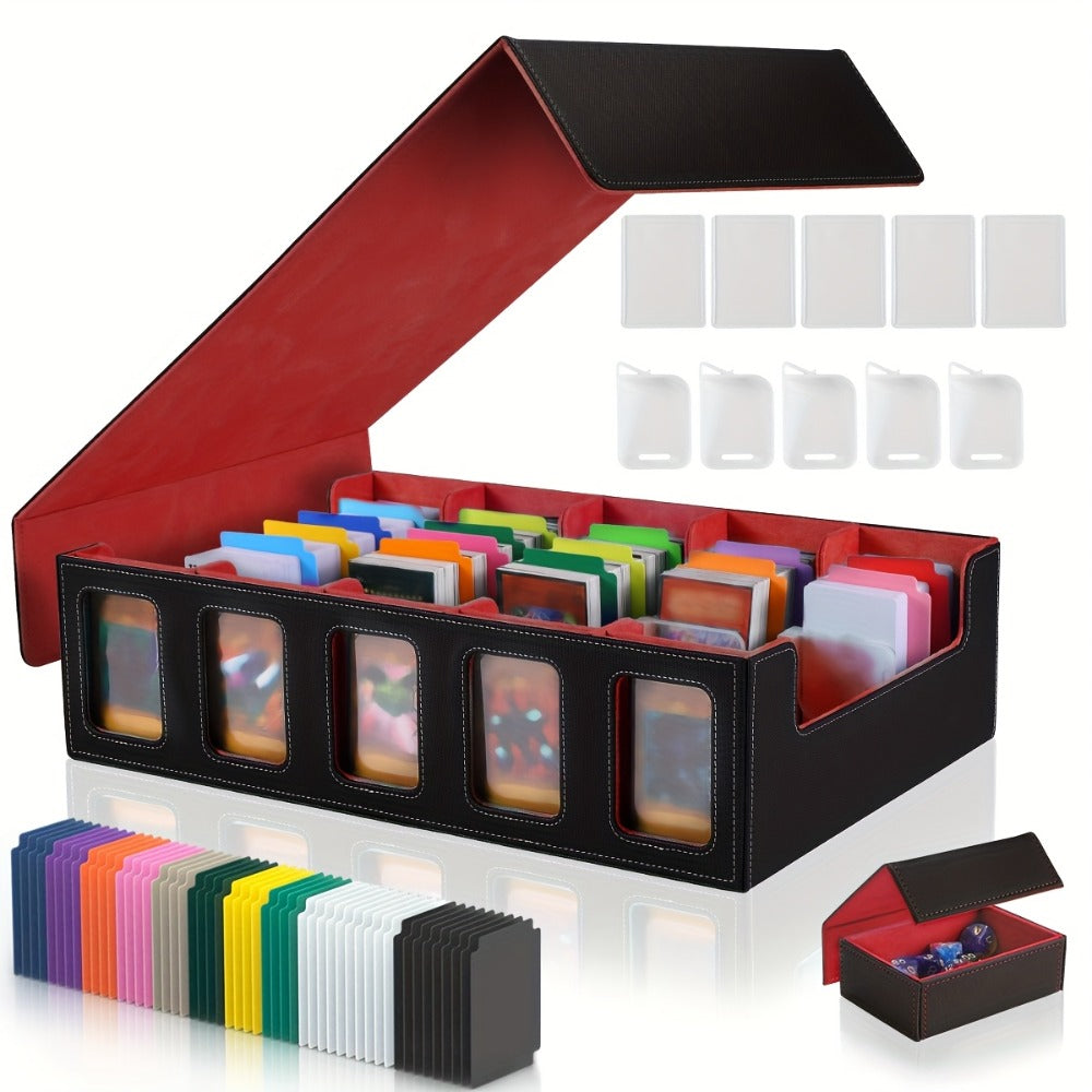 Front-Window Five-Row Collector Card Organizer with 24 Color Dividers, Five Clear Holders and Five Color Choices