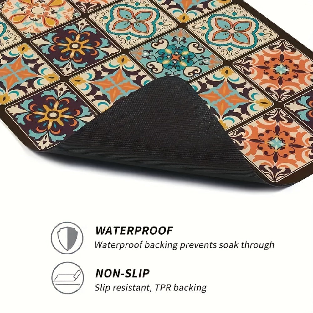 Rectangular Washing Machine Top Mat with Five Mosaic Pattern Checkout Options, 23.62 × 19.69 Inches
