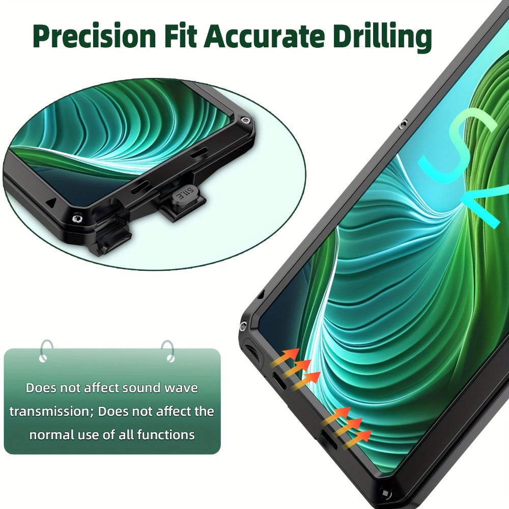 Phone Case Heavy Metal Frame with Built-In Glass Screen Protector and S Pen Access for Galaxy S23/S24 Ultra