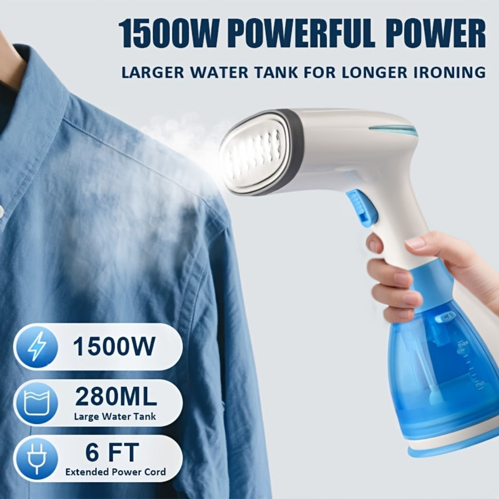 1500W Handheld Garment Steamer with 280ml Tank, 30-Second Heat-Up and One- or Three-Accessory Bundles