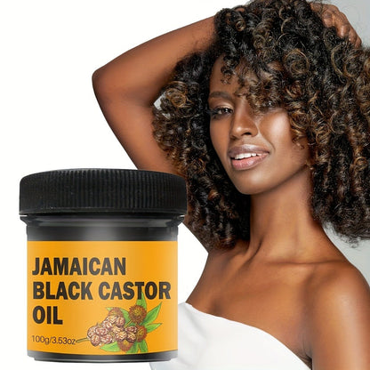 Jamaican Black Castor Hair and Scalp Oil in a 100g Wide-Mouth Jar with 3.53 oz Net Weight Label