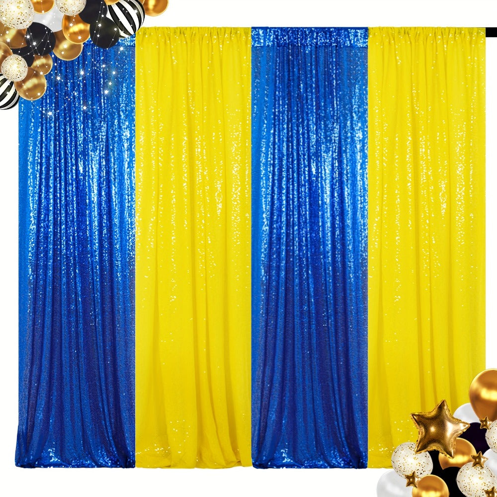 Sequin Backdrop Curtain 4 Panels 2FTx8FT – Shimmer Glitter Background for Wedding Party Photo Booth Decoration