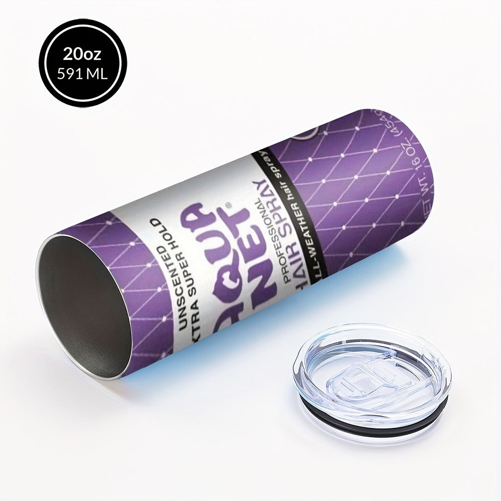 Insulated Tumbler Drinkware by SAXUMOUT, 20oz Stainless Steel Cup with Lid, Straw and Purple Retro Graphic