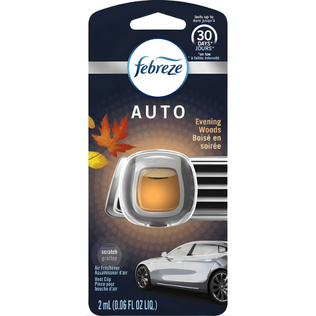 Car Vent Clip Air Freshener 3-Pack – Febreze Auto Odor Eliminator, Unstopables Fresh, Evening Woods & Laundry Fresh, 30-Day Scent for Cars & Trucks
