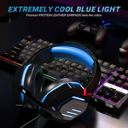 NPET Gaming Headset PS4 PS5 Xbox One PC Noise Cancelling Mic Stereo Over-Ear Headphones Blue LED Bass Surround Sound Soft Memory Earmuffs Wired 1-Pack 2-Pack Bundle