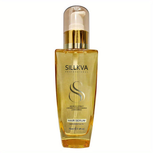 SILLKVA Argan Oil Liquid Hair Serum — Frizz Control & Flyaway Tamer, Lightweight Smoothing Leave-In Treatment for Dry Damaged Hair, Silky Glossy Finish for Women & Men All Hair Types