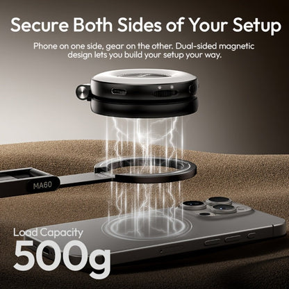 ULANZI MA60 Magnetic Phone Tripod 5-in-1 Foldable Stand Ultra-Slim 0.8cm 14N Dual Magnet 500g Load for Vlogging Content Creation Desktop Handheld Aluminum Alloy