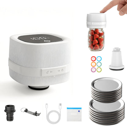 Electric Jar Vacuum Sealer with One-Button Operation and White, Black or Basic Black Model Options
