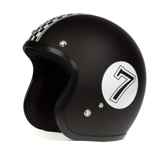 3/4 Open Face Motorcycle Helmet – Wide Field of Vision, Lightweight Shell, Multiple Graphic Styles, Easy-Clean Design, Adult S/M/L/XL