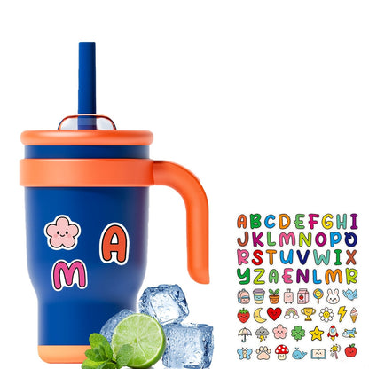 Insulated Tumbler 14oz Stainless Steel with Handle, Straw, Two-Way Lid and Ten Color Options