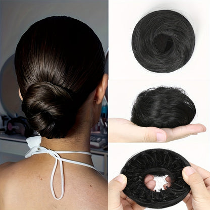 Hair Accessories Four-Inch Curly Bun Hair Piece in Six Synthetic Fiber Colors for Updo Styling