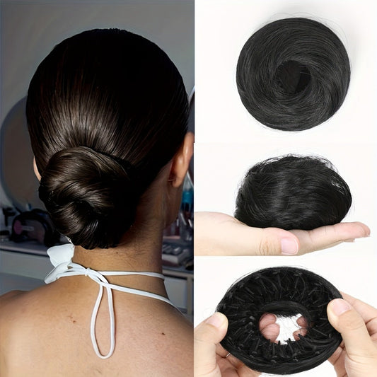 Hair Accessories Four-Inch Curly Bun Hair Piece in Six Synthetic Fiber Colors for Updo Styling