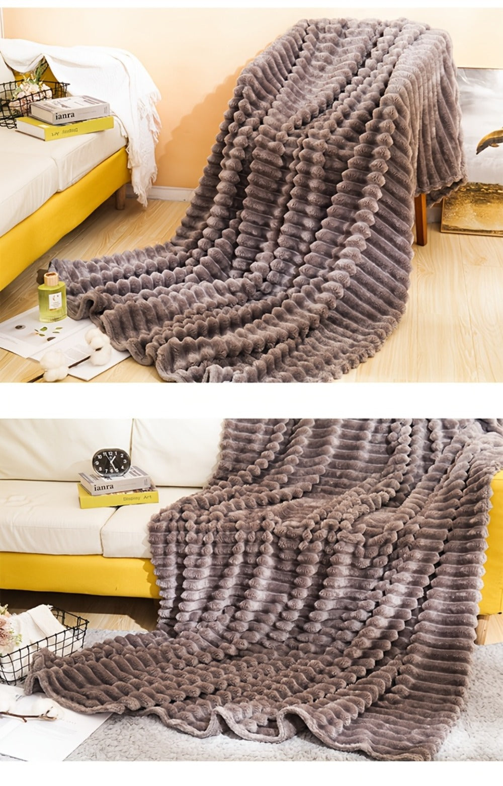 500gsm Heavy Plush Blanket – Ultra Thick Soft Warm Fluffy Blanket for Bed, Sofa & Travel, Baby to Double Size, 5 Colors